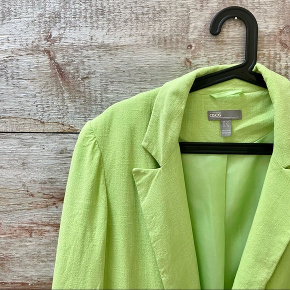 ASOS // neon green linen blazer - Picture 2 of 6
